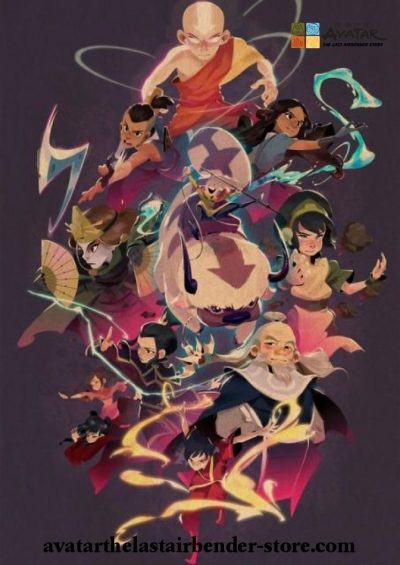 Avatar The Last Airbender Characters Color Vintage Kraft Paper Poster