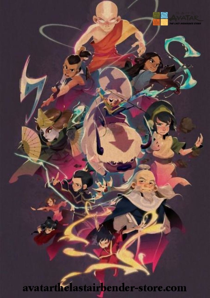 Avatar The Last Airbender Characters Color Vintage Kraft Paper Poster   Avatar The Last Airbender Store