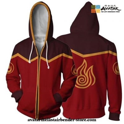 Avatar: The Last Airbender - Fire Nation Zip Up Hoodie Cosplay Costume A / L