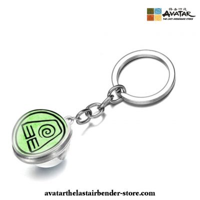 Avatar The Last Airbender Keychain Symbol Double Sided Glass Ball Keyring Earth Nation
