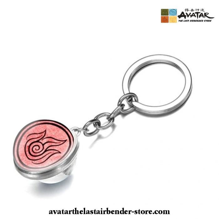 Avatar The Last Airbender Keychain Symbol Double Sided Glass Ball Keyring Fire Nation