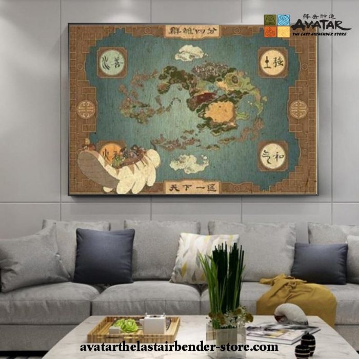 Avatar: The Last Airbender Map Poster Canvas Painting Wall Art