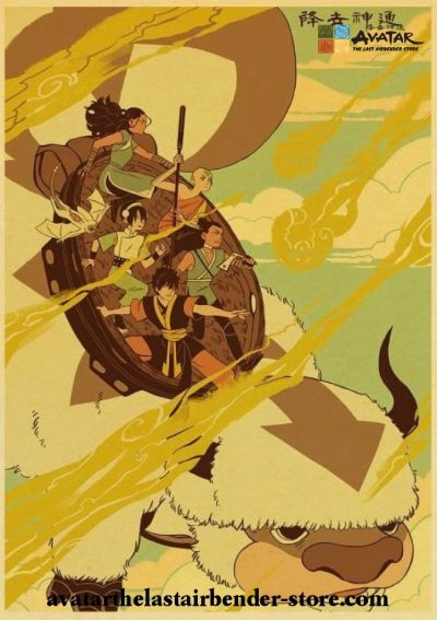 Avatar The Last Airbender Team Fly Vintage Kraft Paper Poster