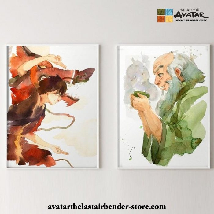 Avatar The Last Airbender Zuko & Iroh Oil Watercolor Painting Art 13X18Cm No Frame / Set 2 Wall
