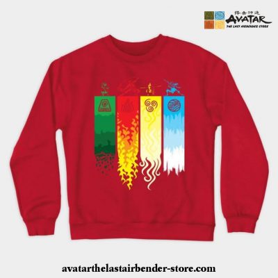 Element Symbols Avatar The Last Airbender Crewneck Sweatshirt Red / S