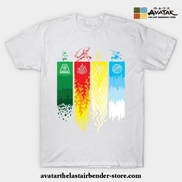 Element Symbols Avatar The Last Airbender T-Shirt White / S