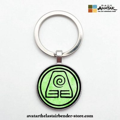 New Avatar The Last Airbender Keychain Pendant Double Side Glass Dome Earth Nation / Black