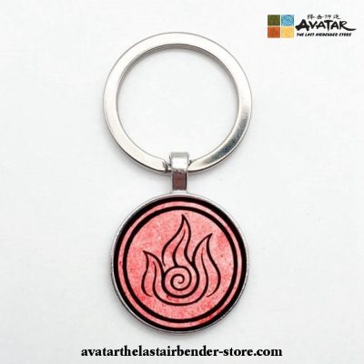 New Avatar The Last Airbender Keychain Pendant Double Side Glass Dome Fire Nation / Silver