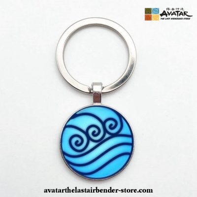 New Avatar The Last Airbender Keychain Pendant Double Side Glass Dome Water Nation 2 / Silver