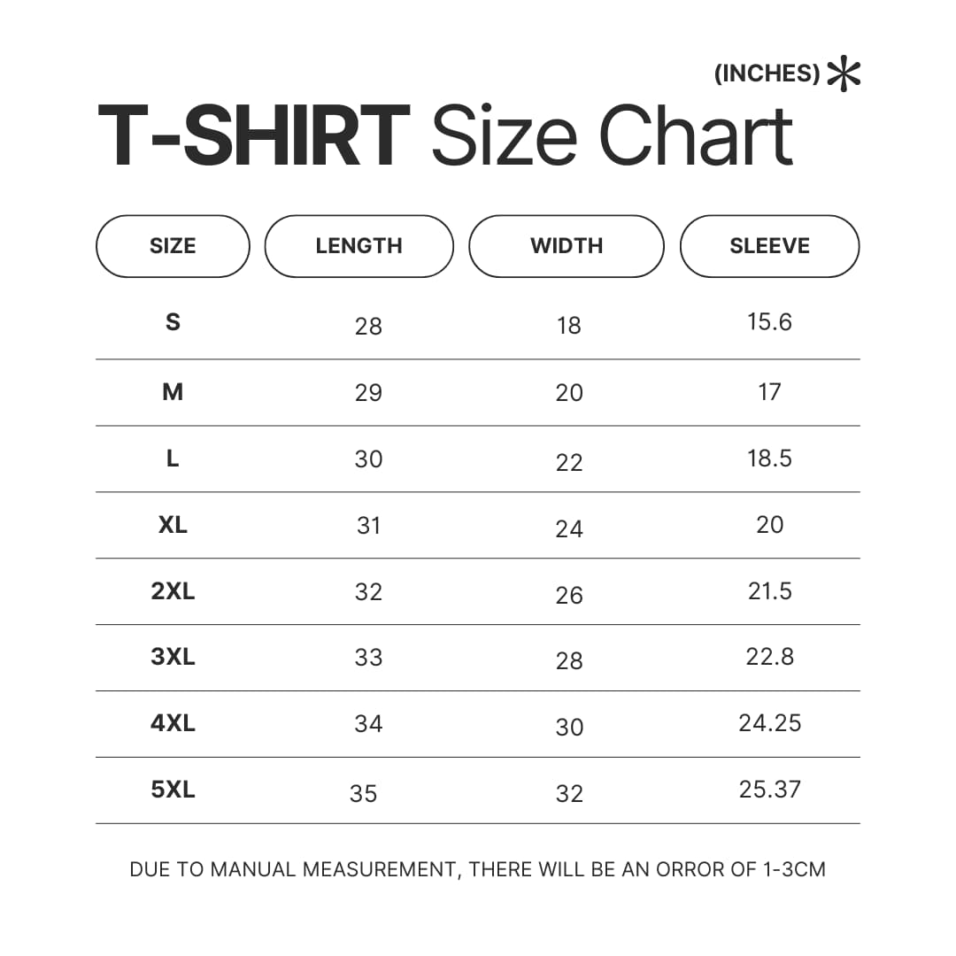 3D T shirt Size Chart - Avatar The Last Airbender Store