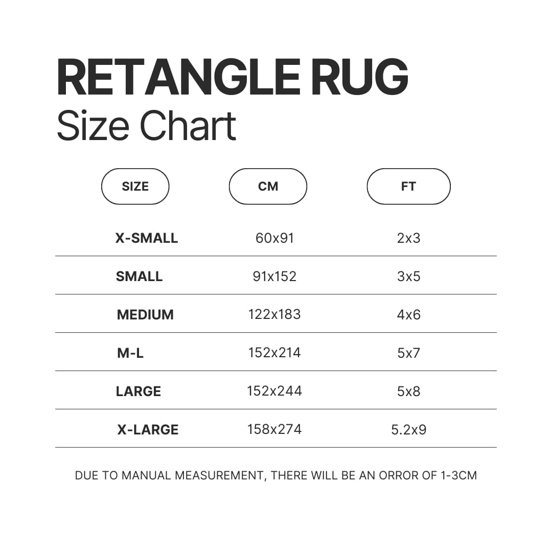 Retangle Rug Size Chart - Avatar The Last Airbender Store