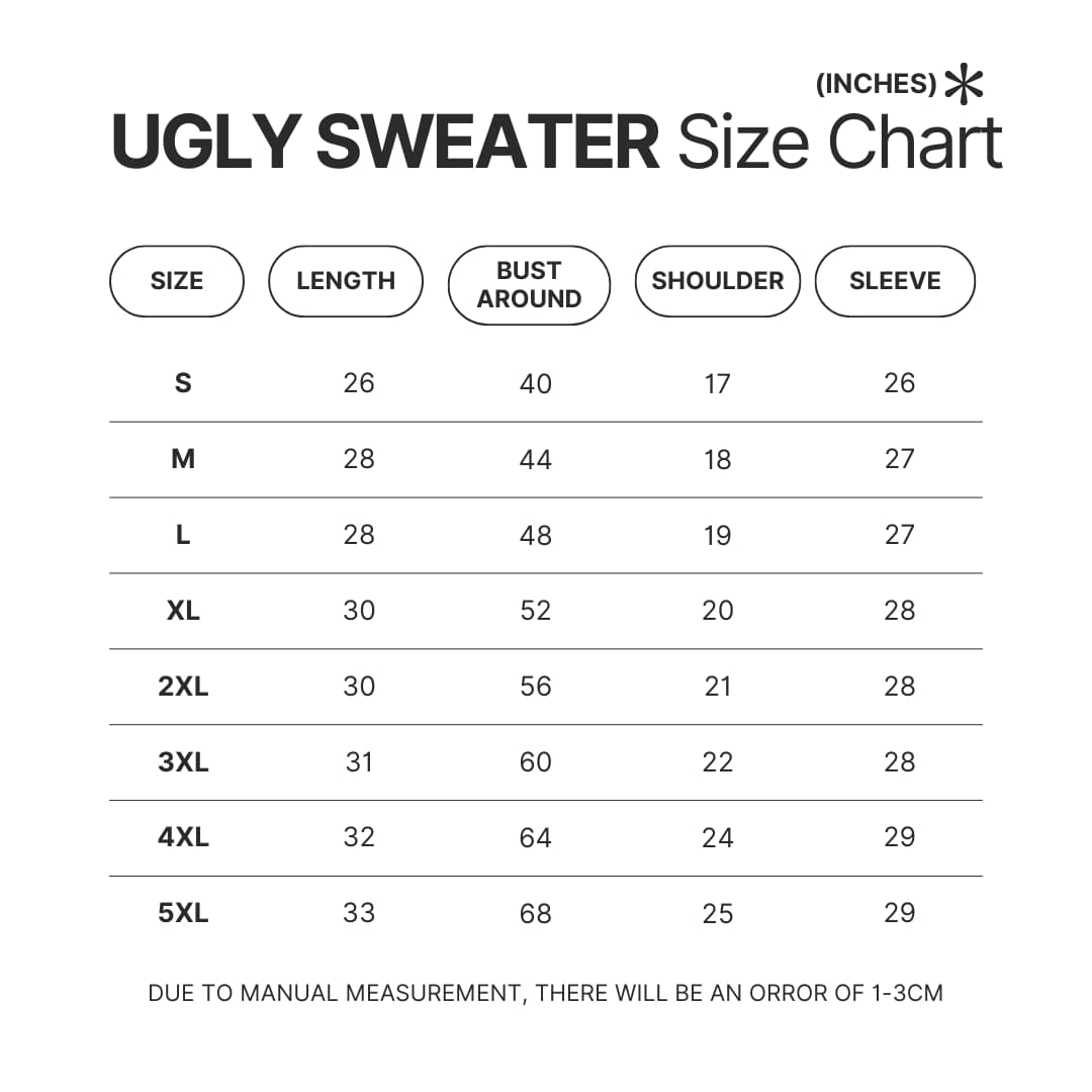 Ugly Sweater Size Chart - Avatar The Last Airbender Store
