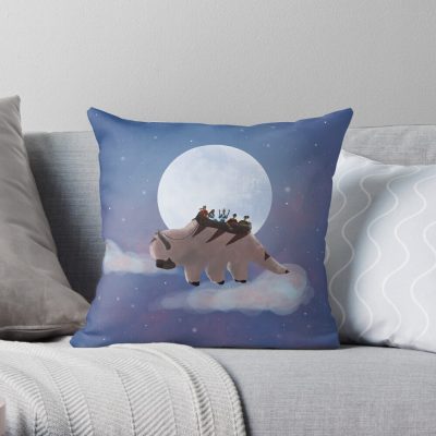 Appa And Team Avatar: Under The Moon Throw Pillow Official Avatar The Last Airbender Merch